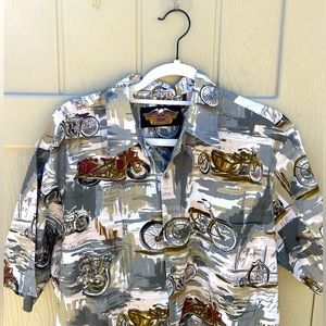 Harley Davidson Vintage Motorcycle Button Down Short Sleeve Shirt. Size M